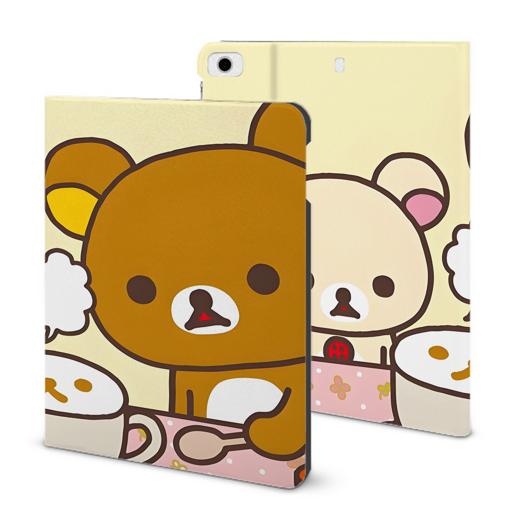 （画像用） リラックマ リラックマ キイロイトリ Rilakkuma Korilakkuma Kiiroitori IPad ケース ブック型 PUレザー TPU 耐衝撃 軽量 薄型 ペン収納なし 全面保護 IPad 各モデル対応